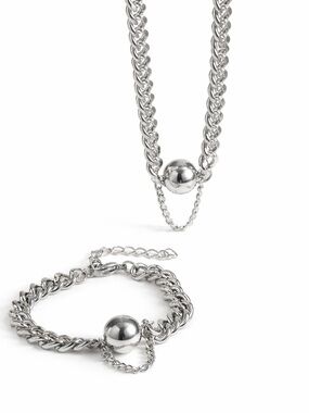 Chunky Chain Ball Necklace & Bracelet Set